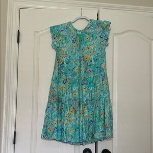 THML Blue and Green Tiered Sundress with Flutter Sleeves